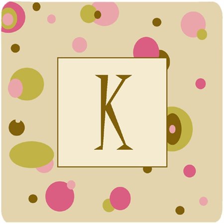CAROLINES TREASURES Monogram - Tan Dots Foam Coasters Initial Letter K- Set of 4 CJ1004-KFC